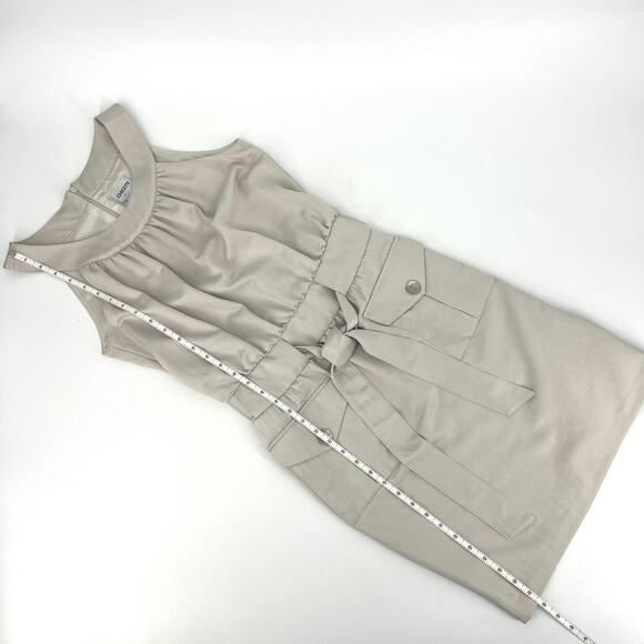 Chicos Size 0.5 (Size 6) Halter Style Champagne Dress Belted Front Tie Pockets - Picture 6 of 10